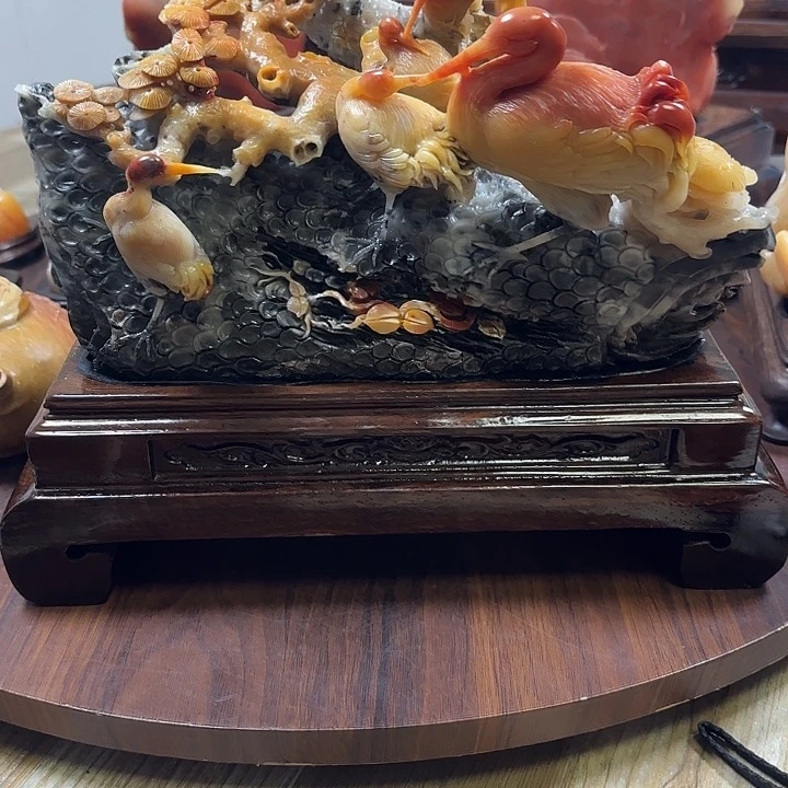 老挝石福寿绵长摆件