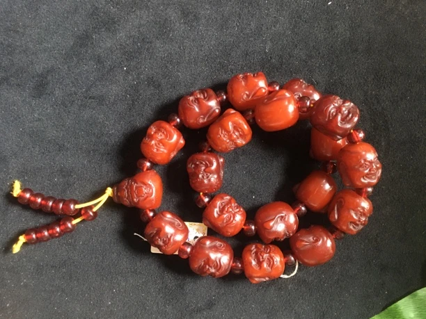 老红蜡佛头链子。9953。