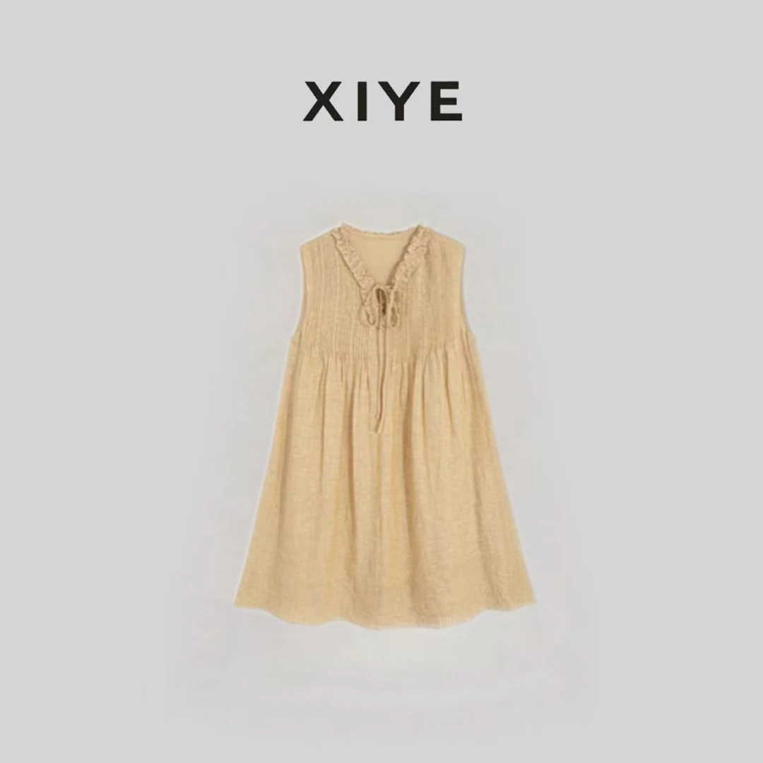 XYE/希野地中海亚麻宽松显瘦减龄无袖连衣裙 325084