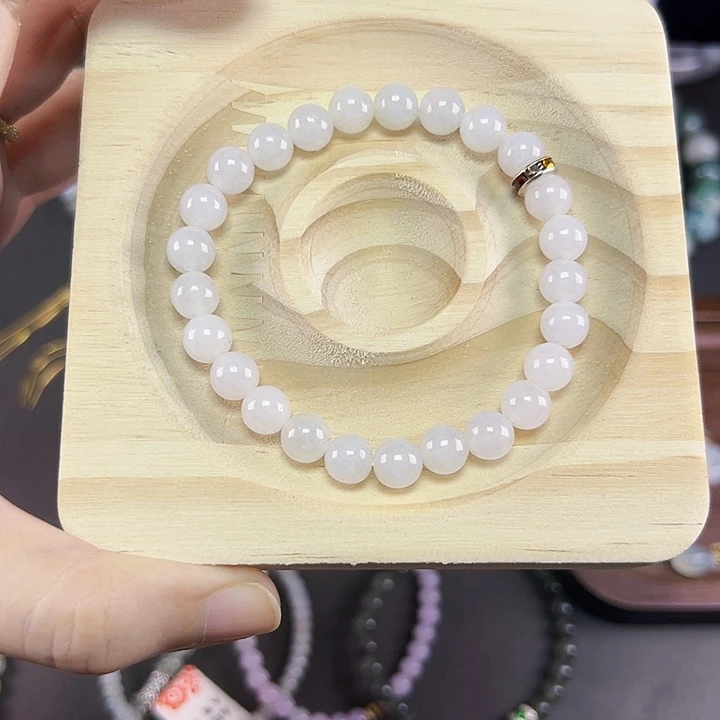 未镶嵌手串翡翠卡7.5 纯白