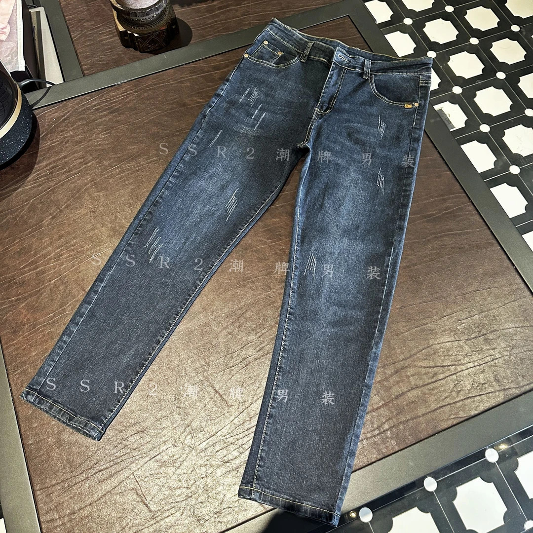 2025夏季INS风男士弹力水洗牛仔裤休闲百搭痞帅时尚潮流修身长裤