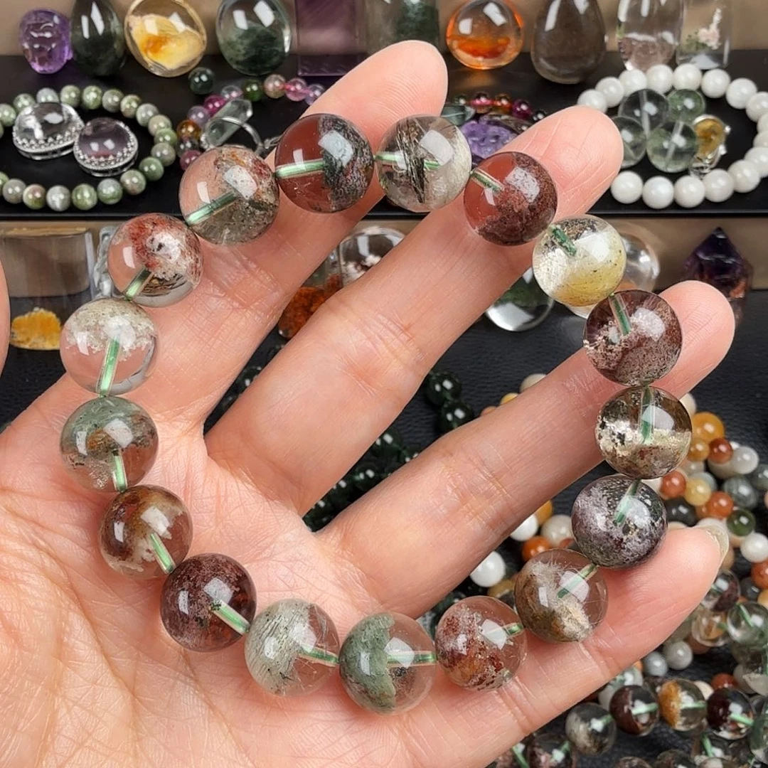 水晶手链未镶嵌老*天然四季幽灵聚宝盆