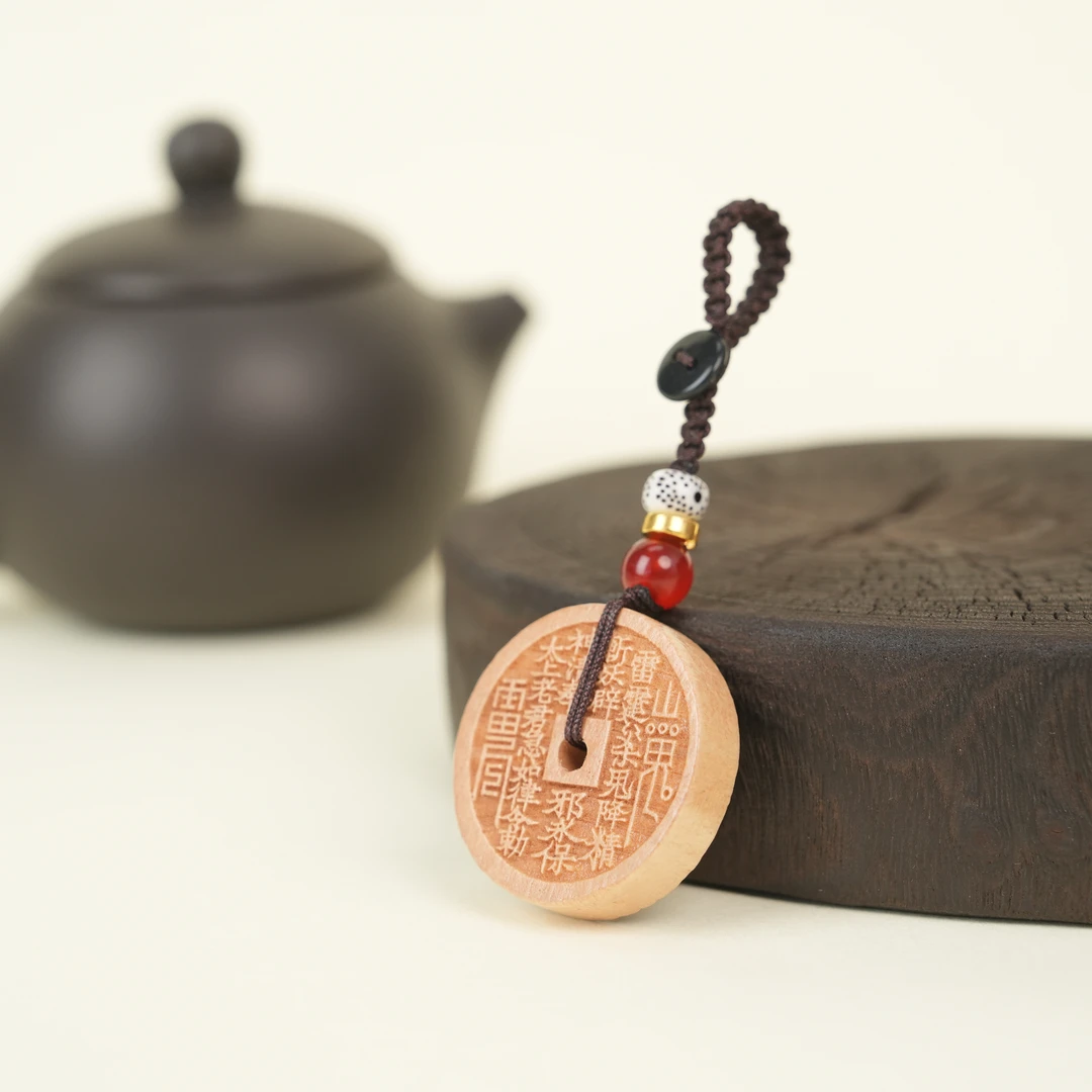 【棠木推荐】桃木山鬼花钱包挂-32mm TM026903258