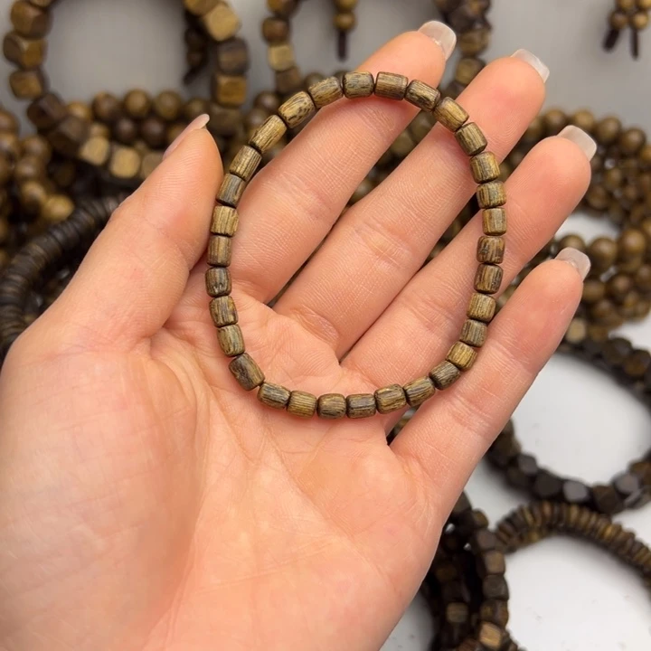 沉香沉香碎屑种植奇楠桶珠单圈