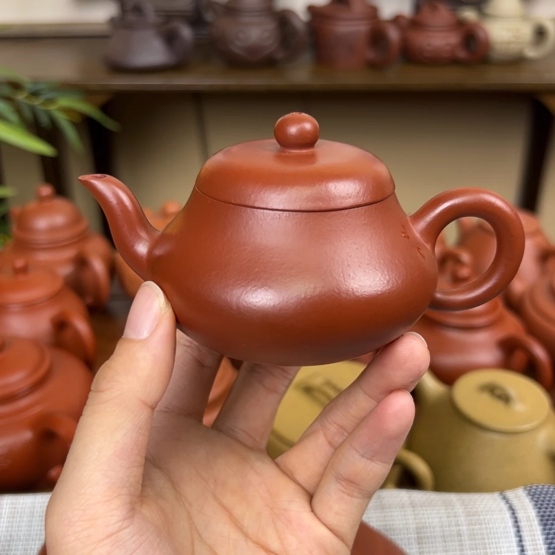 青***浪茶壶紫砂紫砂壶梨型110cc微瑕朱泥