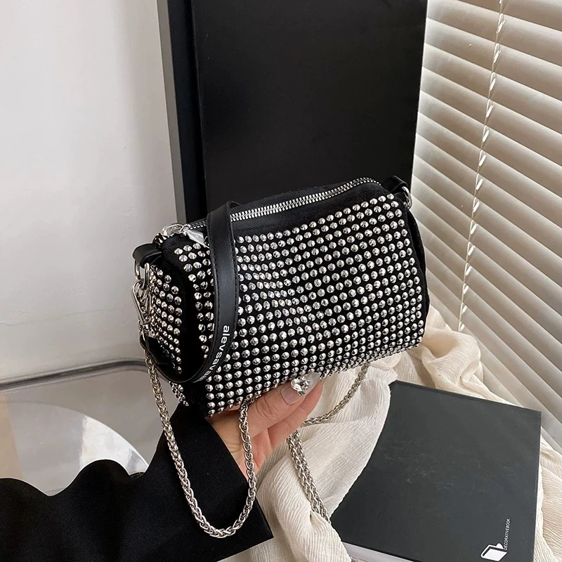 203今年流行亮钻小包包新款女夏季百搭链条斜挎包小众单肩包