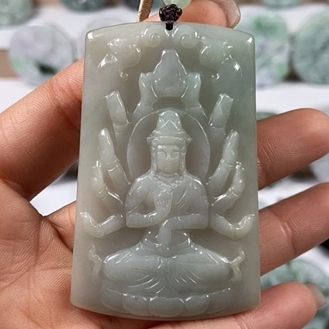 翡翠颈饰未镶嵌千手观音福利