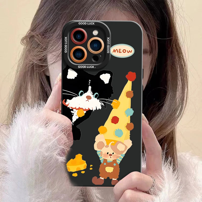 【苹果/华为/荣耀/OPPO/vivo小米】奶酪猫和老鼠磨砂天使眼女手机壳