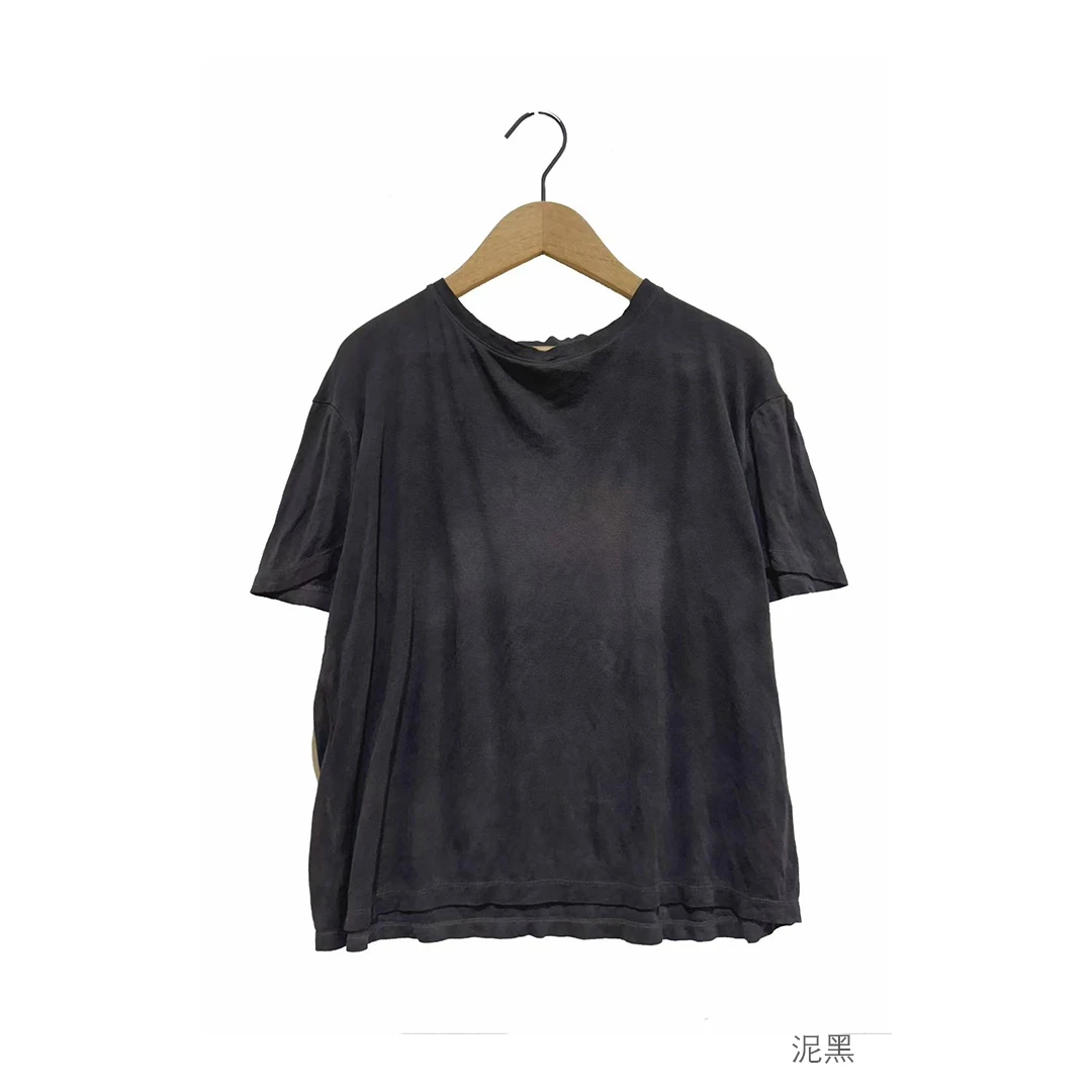 左岸迷香 Z25SS4021 布衣分享原创小众春夏复古植物染丝棉针织T恤