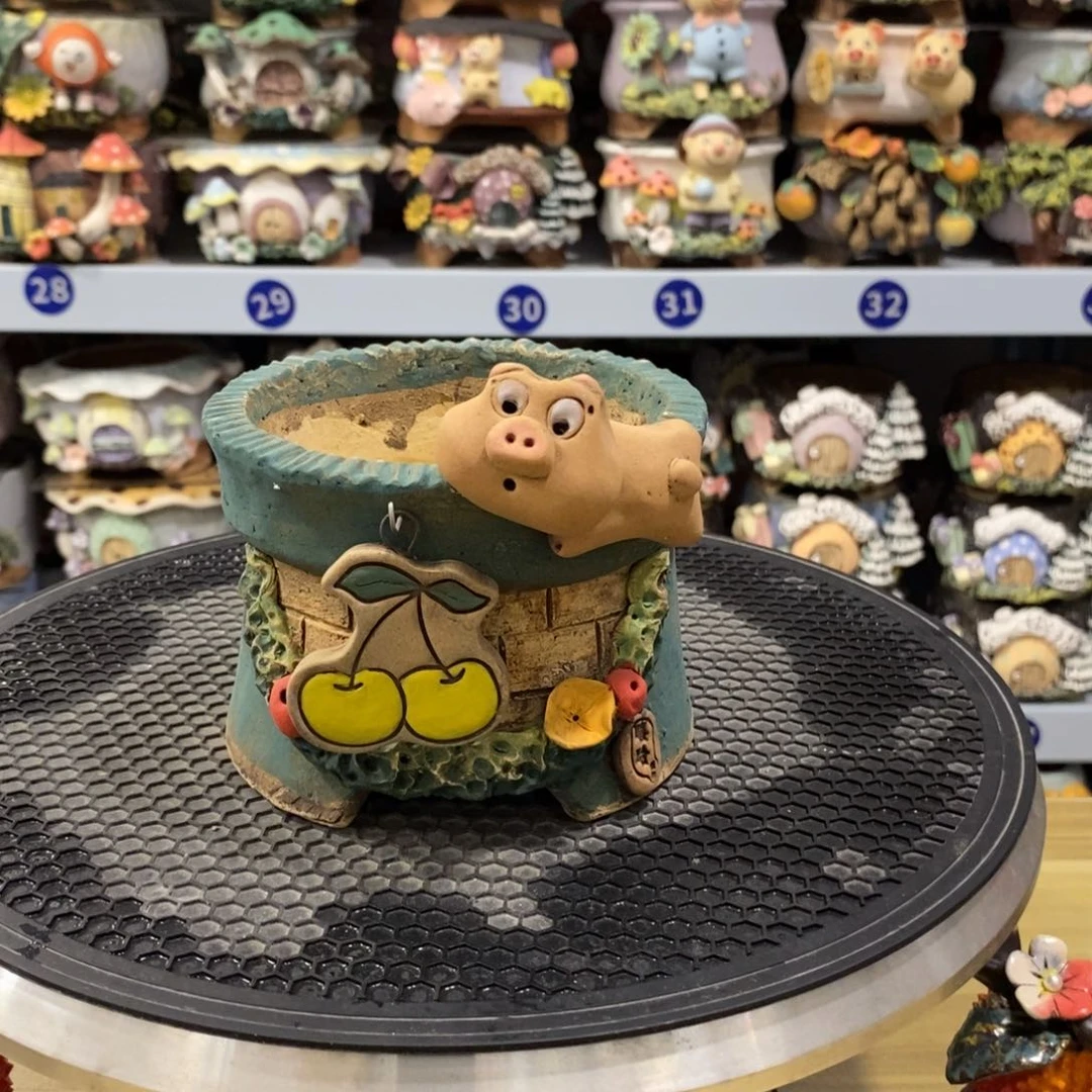 晓*嘻哈粗陶手捏花盆