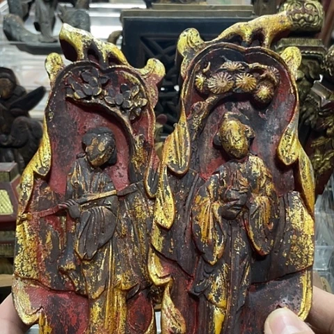 香榧木無***瀛一对孤品木雕68