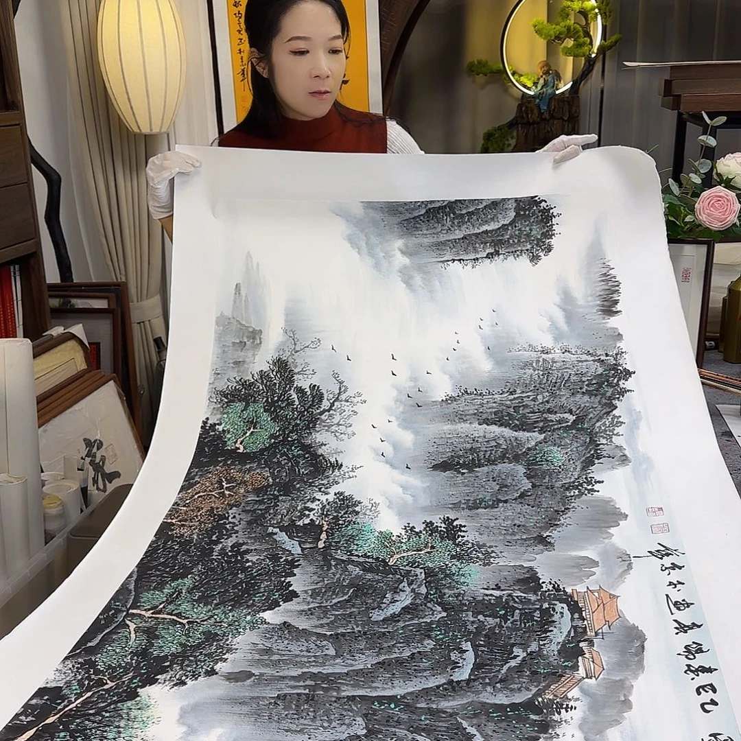 国画伊人阳亮山水国画