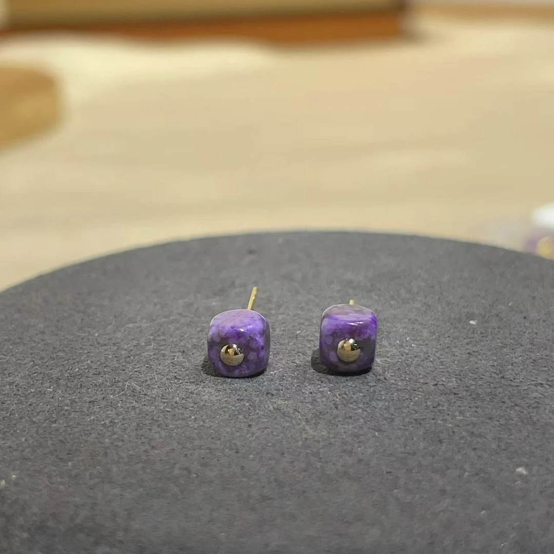 南非舒俱来皇家紫魔方耳钉18k（琴守）AZB9982