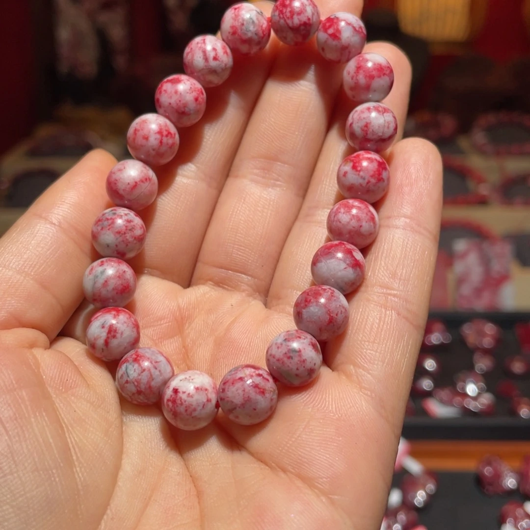 天然辰砂原石手串