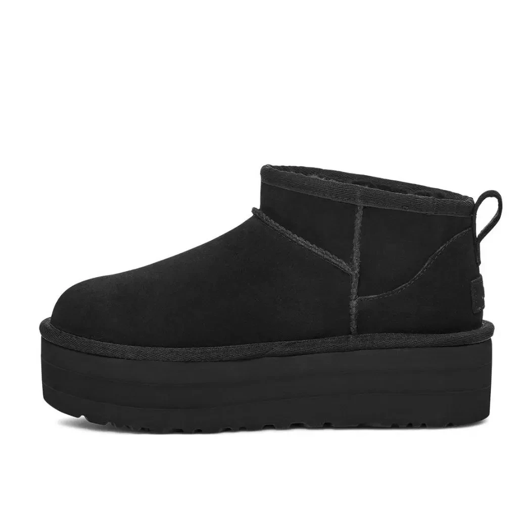 UGG 厚底增高 毛毛 舒适 保暖 短筒雪地靴 皮毛一体1135092-BLK