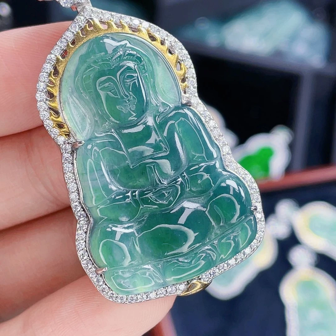 翡翠吊坠(不含链)银S925镶嵌