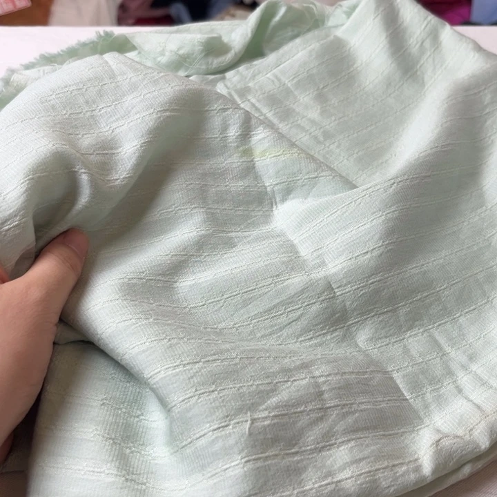 棉混纺绿色条纹2米