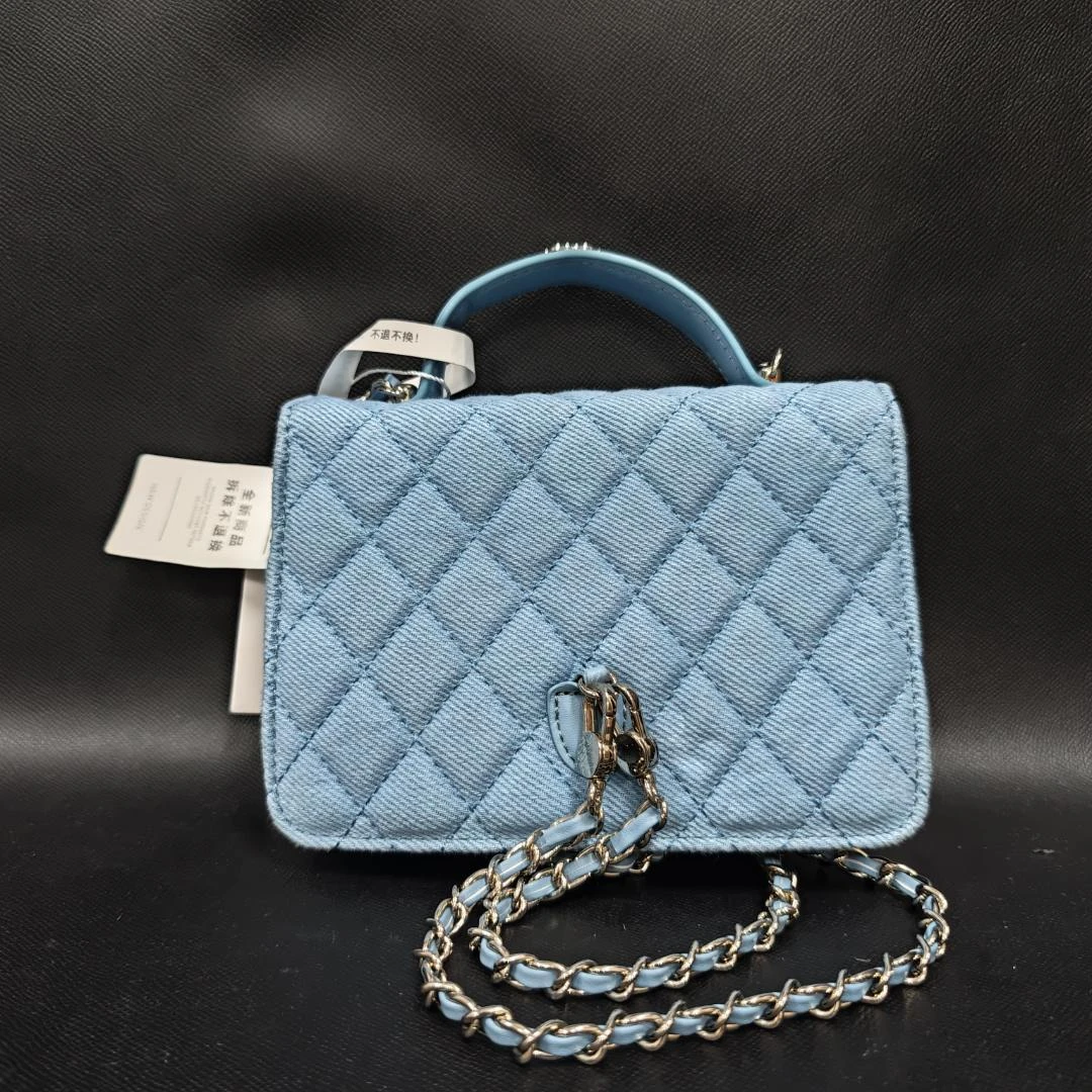 SMVP 高定奢品 潮流真皮新款女包斜挎包牛仔 0532 牛仔蓝