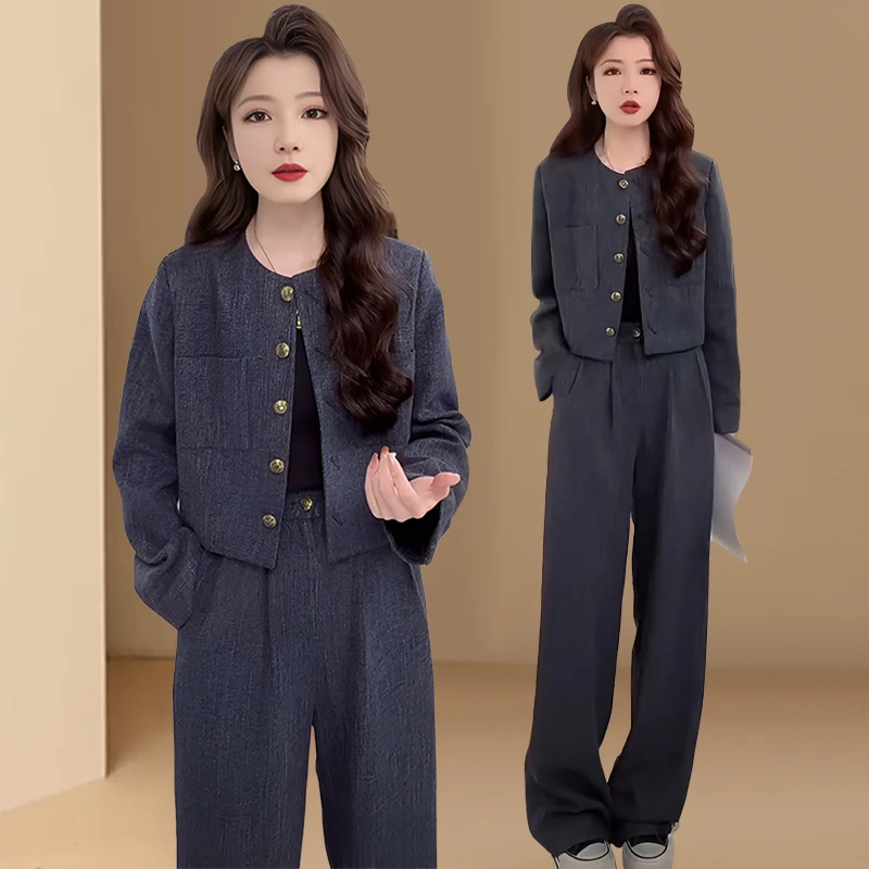 高级感时尚套装女2026春秋新款小香风短外套阔腿裤洋气减龄两件套