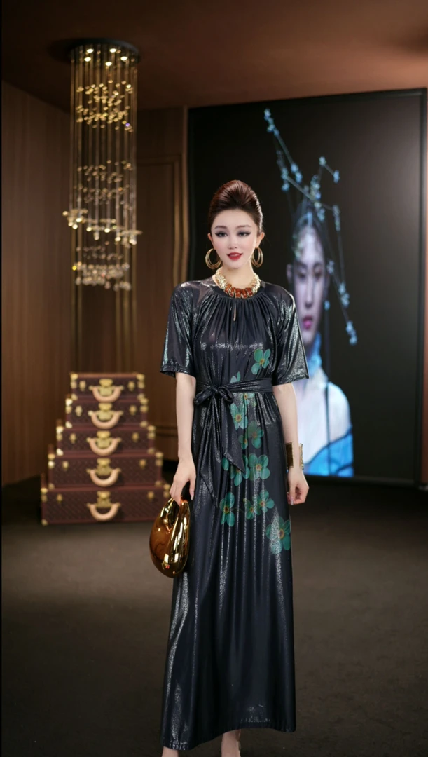 (娴儿)-气质高贵轻奢夏季法式设计师连衣裙D29116