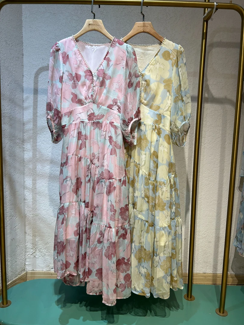 奈兮7767 花悦梦 碎花连衣裙