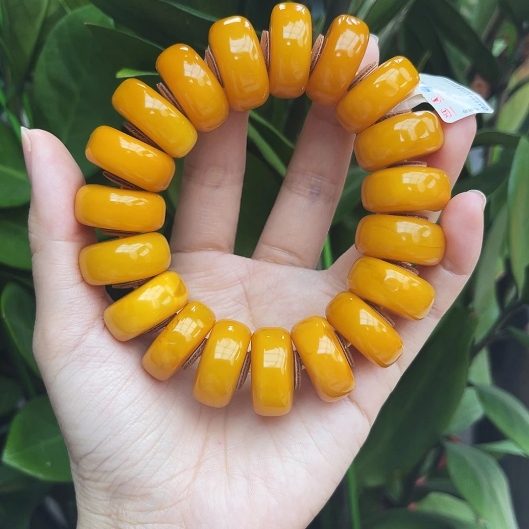 琥珀未镶嵌手链23m老蜡