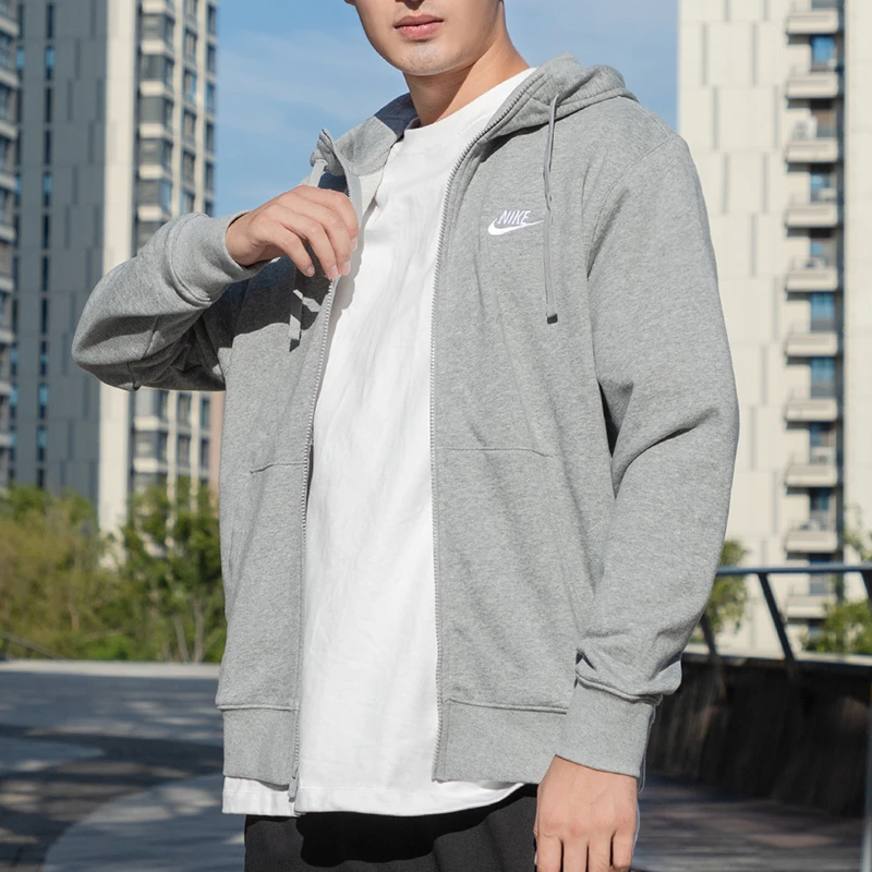 NIKE耐克男装上衣夹克新款灰色运动服休闲时尚针织连帽外套BV2649