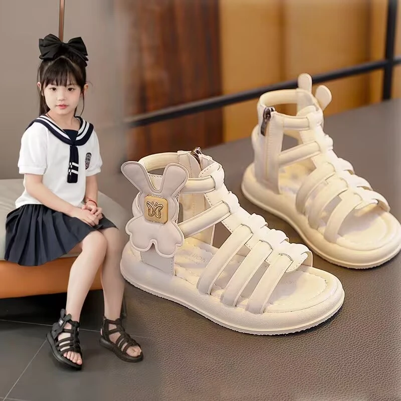 ABC凉鞋女孩罗马公主鞋夏季2025新款软底防滑女童鞋子女宝沙滩鞋