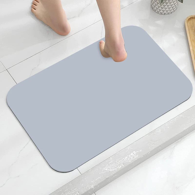 浴室地垫现代简约纯色吸水速干防滑脚垫家用卫生间进门硅藻泥地垫