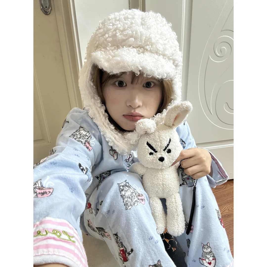 韩版可爱卡通小猫印花长袖睡衣女款春秋长裤宽松可外穿家居服套装