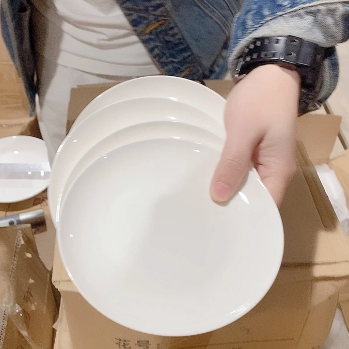 白瓷老白泥6寸盘6个装