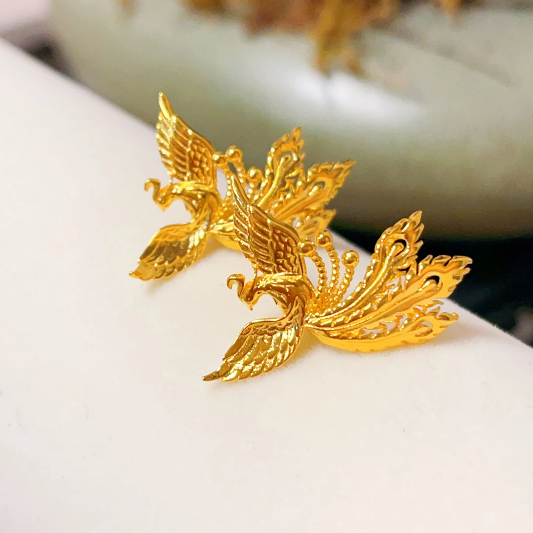 足银耳饰 凤凰耳钉