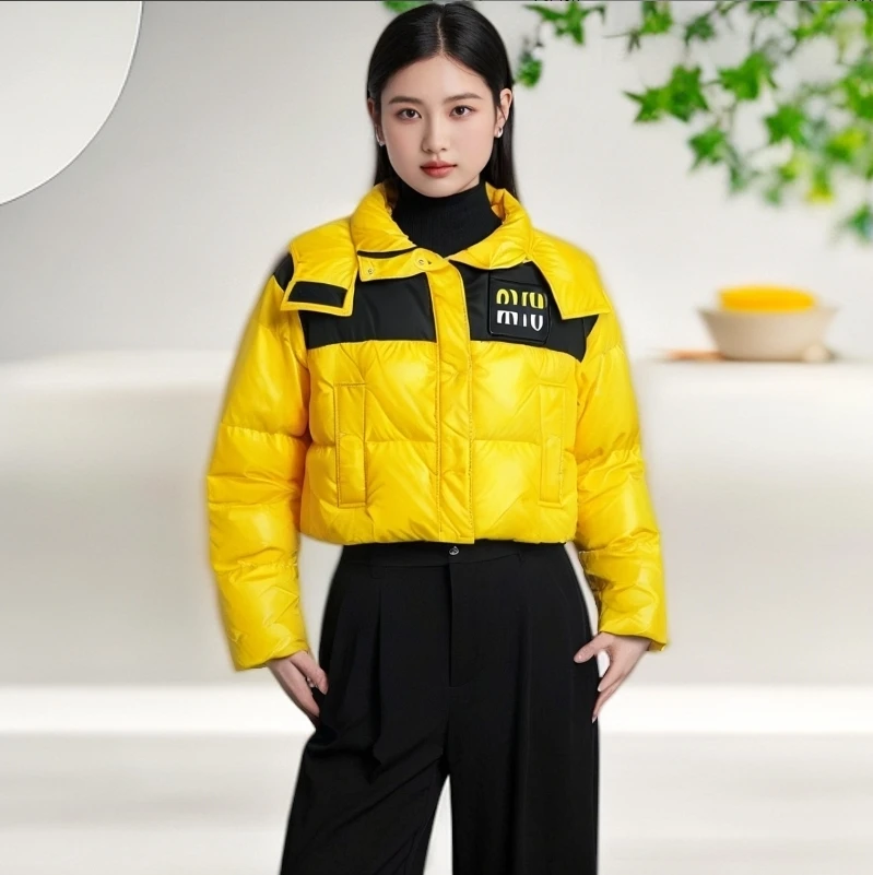 未使用 MIU MIU/缪缪 38码/纯色拼接短款加绒棉服/11099820