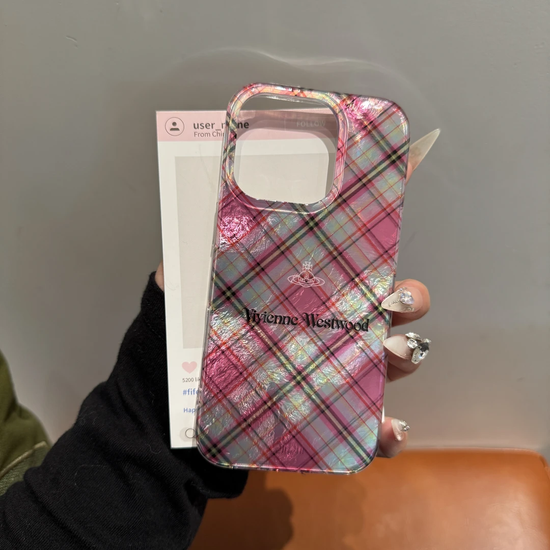 适用苹果16promax手机壳格纹紫红蓝黑iPhone14全包15日韩13女款12