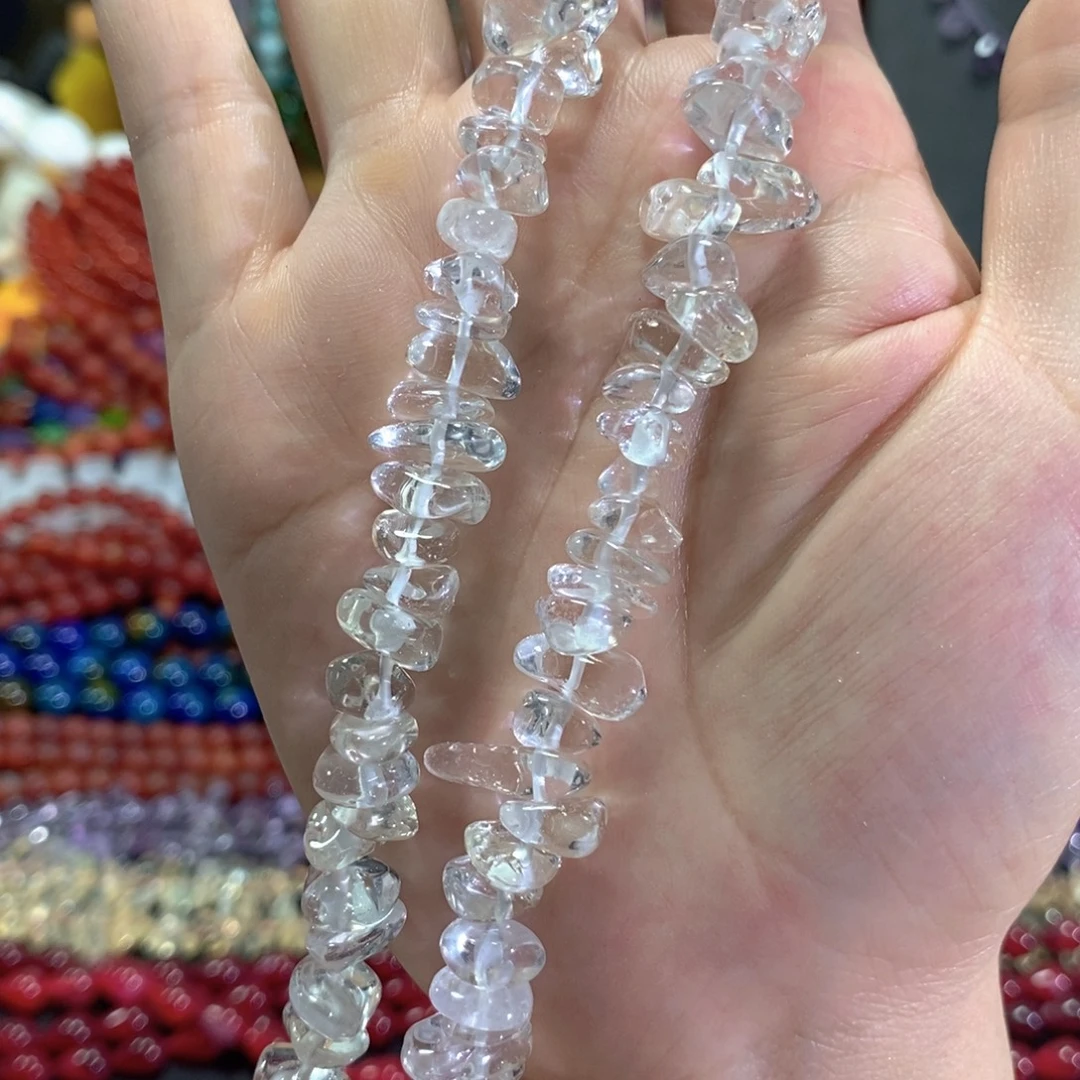 未镶嵌玛瑙/玉髓珠宝半成品白水晶中孔一条卡12mm
