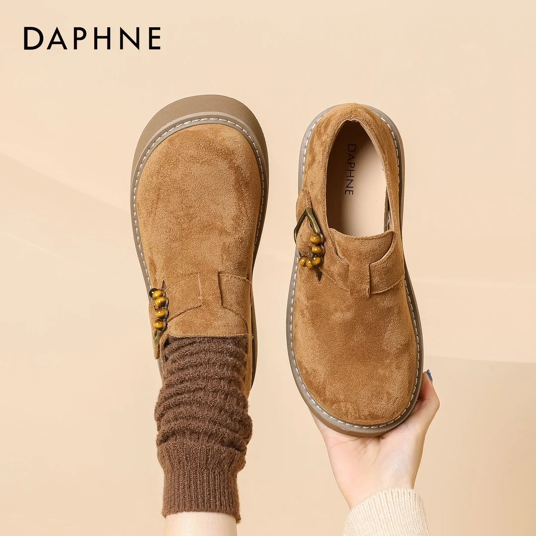 达芙妮复古百搭勃肯鞋女2025年春秋季新款厚底乐福鞋全包博肯单鞋