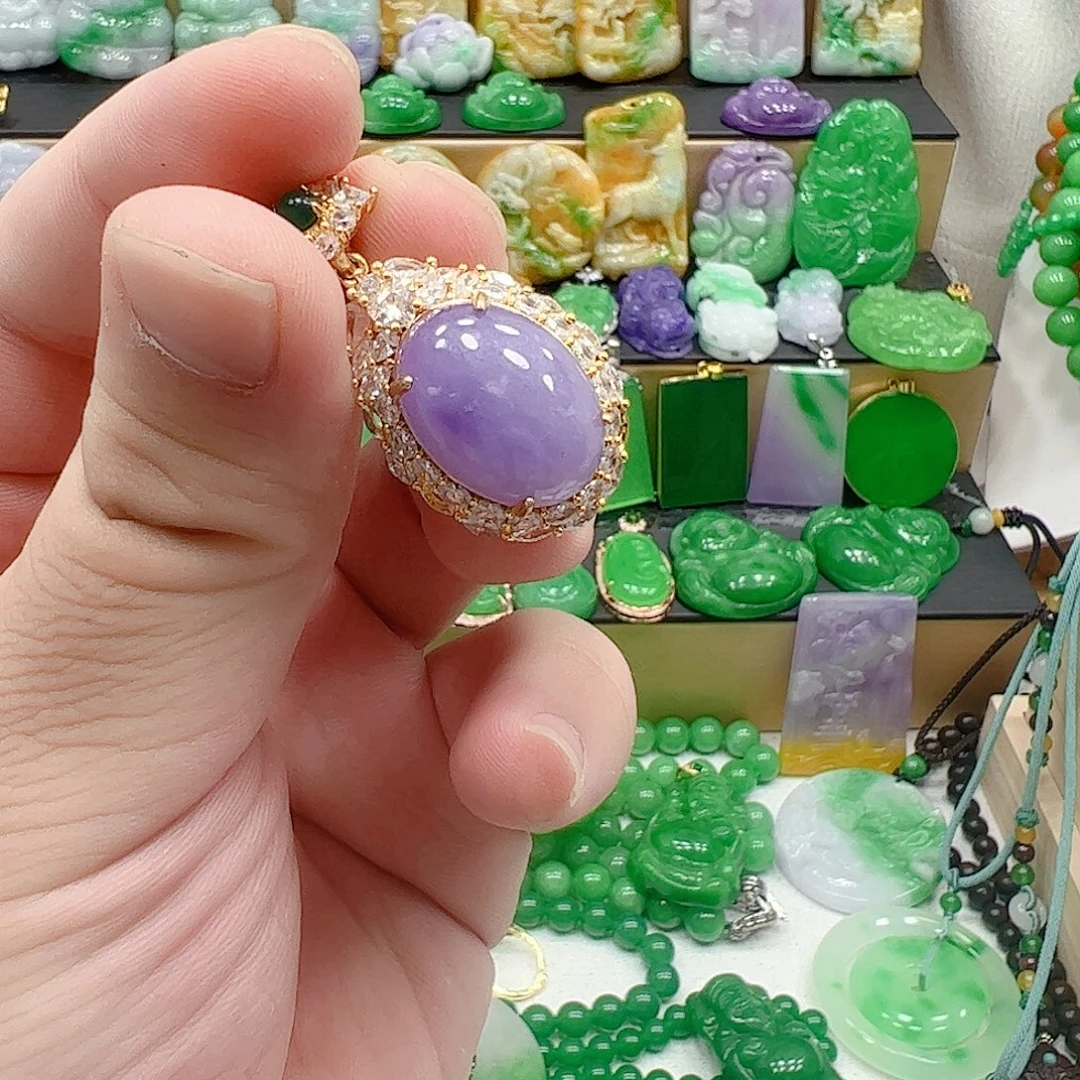 翡翠银S925镶嵌吊坠(赠链)