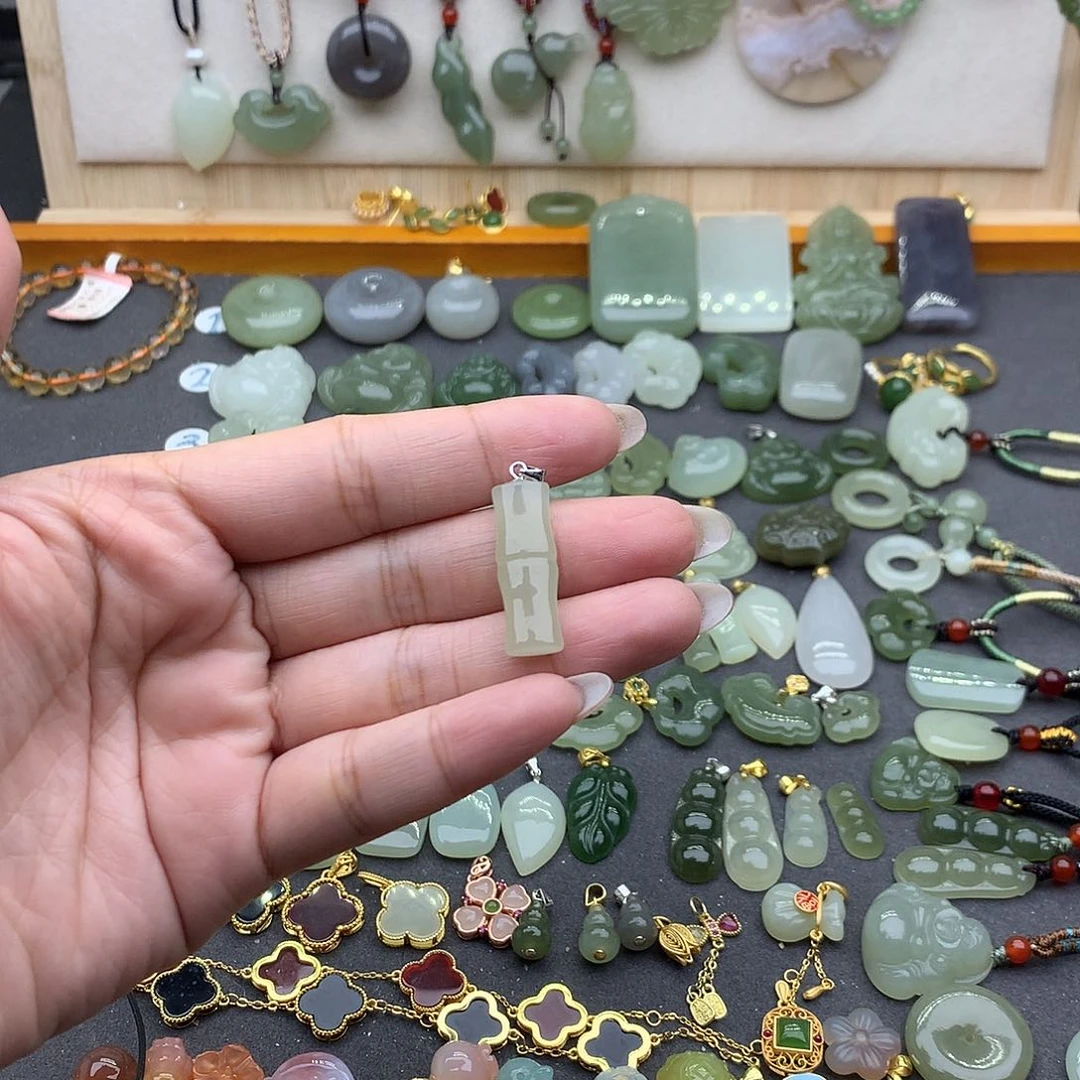 和田玉吊坠(不含链)银S925镶嵌