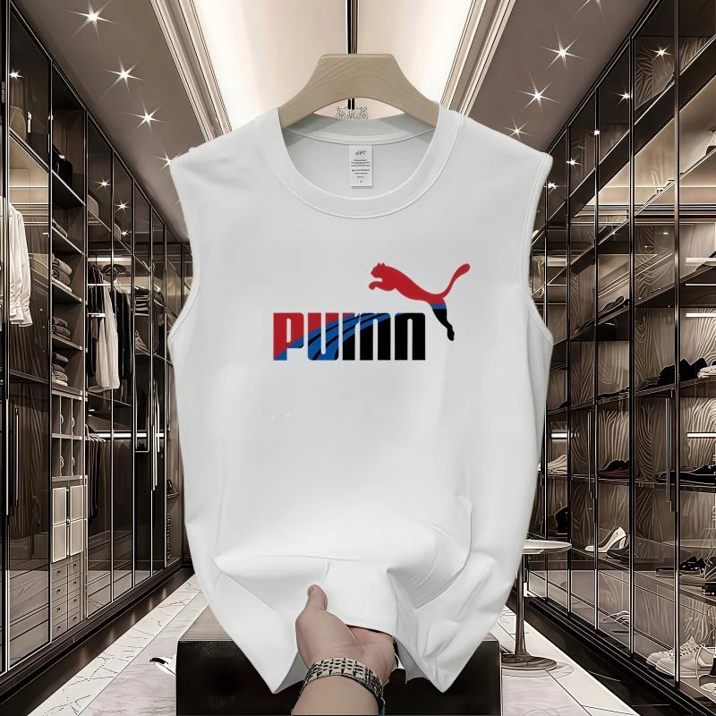 2025新款美式潮牌无袖T恤男士夏季宽松休闲纯棉百搭运动坎肩背心