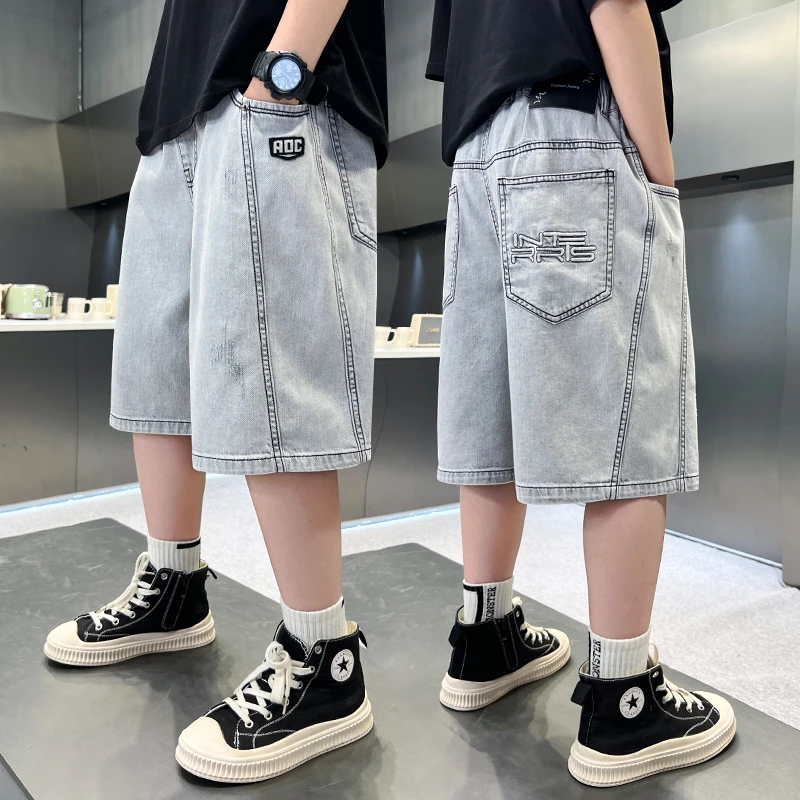 男童夏季薄款软牛仔短裤2025新款中大童宽松五分裤男孩百搭休闲裤