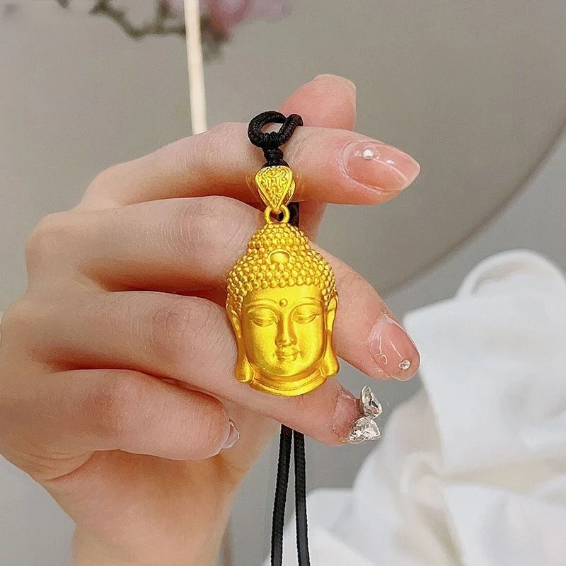 铜合金吊坠 大日如来佛头精美金色实心