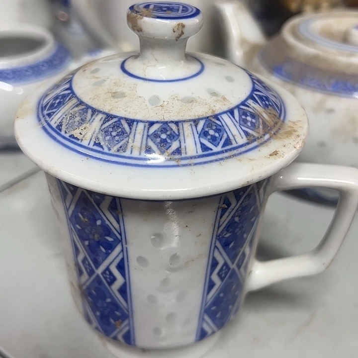 陶摆件景德镇青花玲珑办公杯