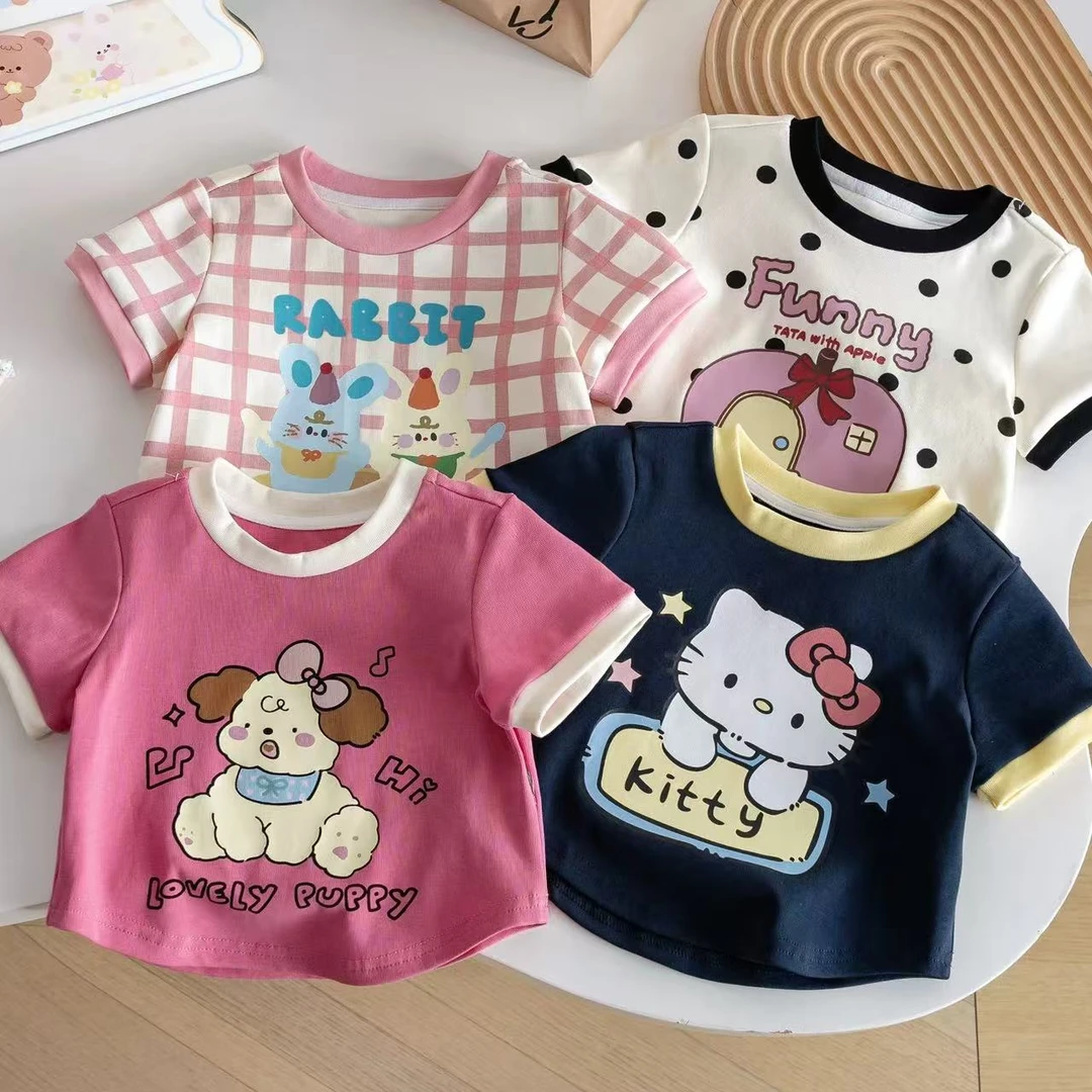 常规休闲风卡通动漫女夏季套装上衣女童幼儿婴儿小童圆领卡通