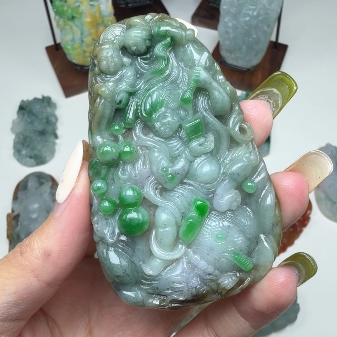 定制翡翠未镶嵌曲文星下凡