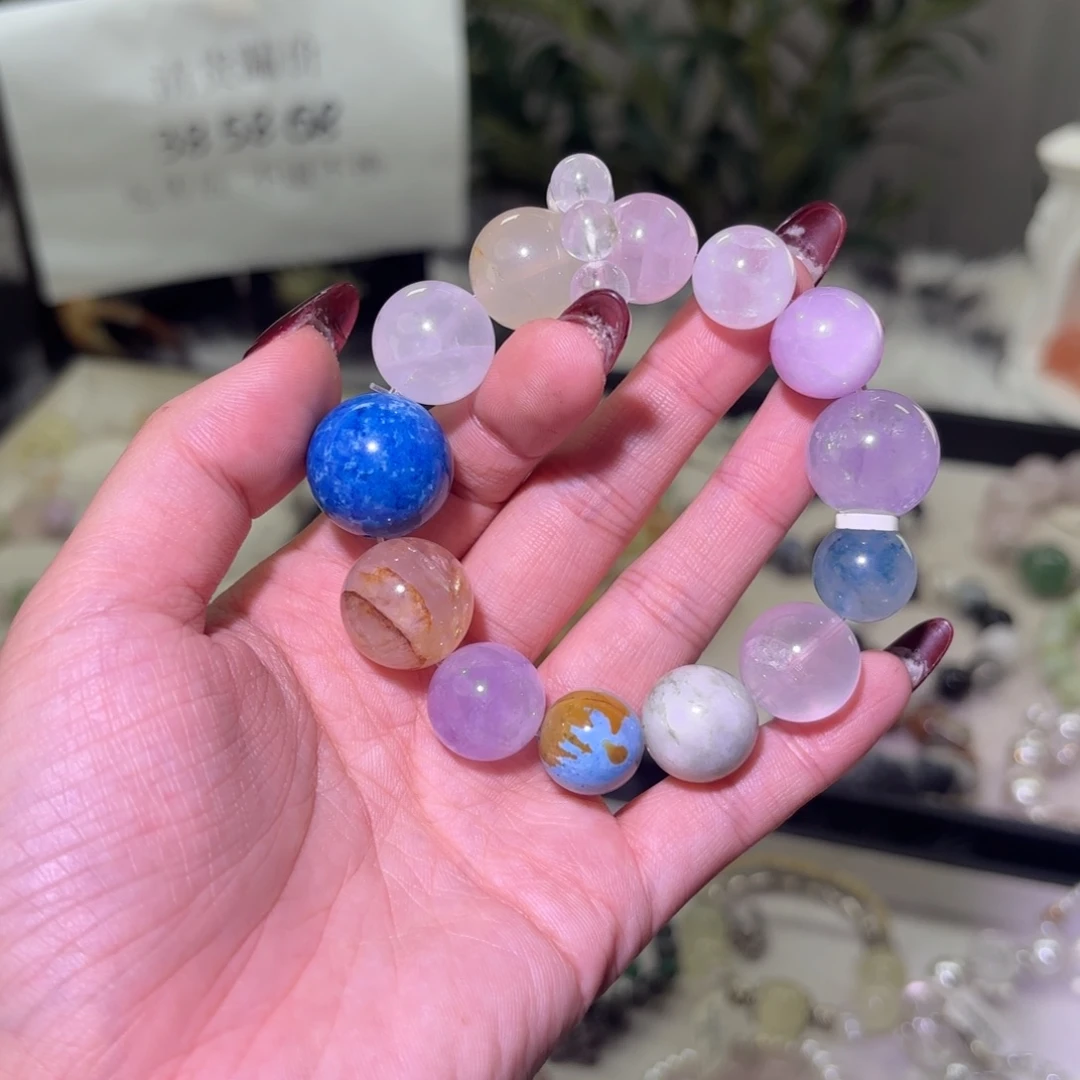 手链银S925镶嵌烟晶