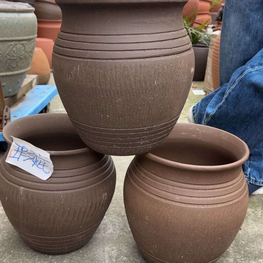 紫砂花盆口25高30宜兴紫砂瑕疵花泥
