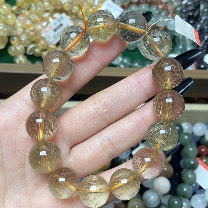 未镶嵌手链水晶金发晶15.5