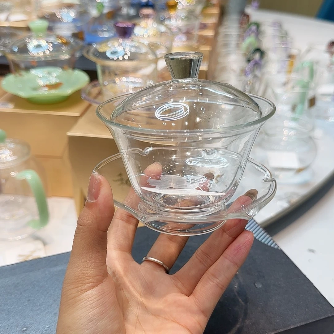禾器透明色荷叶盖碗
