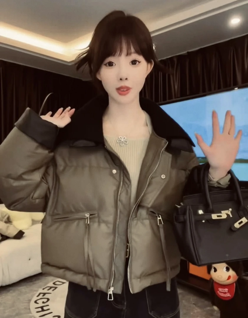 8654气质时尚翻领保暖百搭羽绒服yml