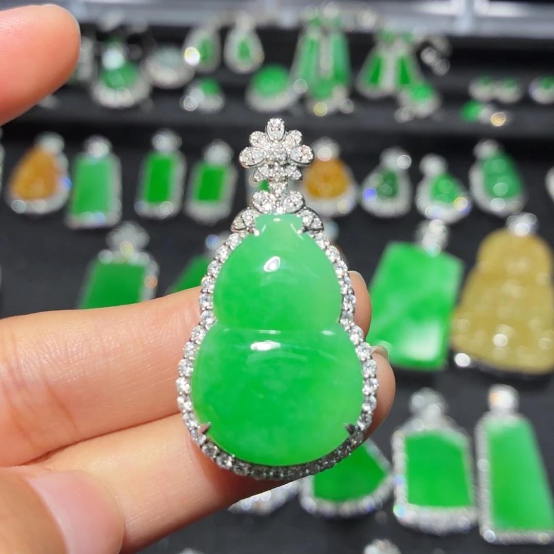 翡翠18K金镶嵌吊坠(不含链)171号